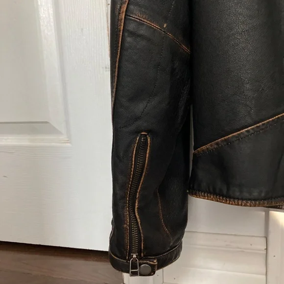 X SOLD X Danier Brown Moto Leather Jacket - Picture 4 of 8